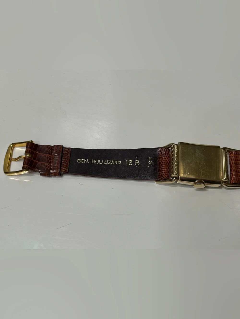 Lord Elgin Black and Gold Watch with Brown Leather Strap